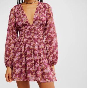#23 NWOT Free People Keep You Mini Dress in Berry Combo